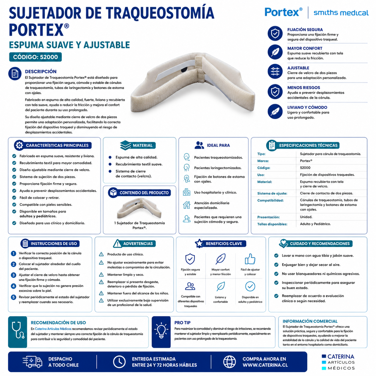Sujetador de Traqueostomía - Pediatrico - Portex