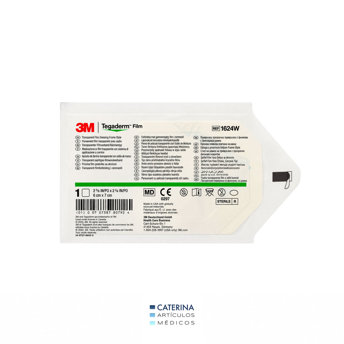 Tegaderm film apósito transparente Impermeable 6x7 cm cm REF 1624W - 3M