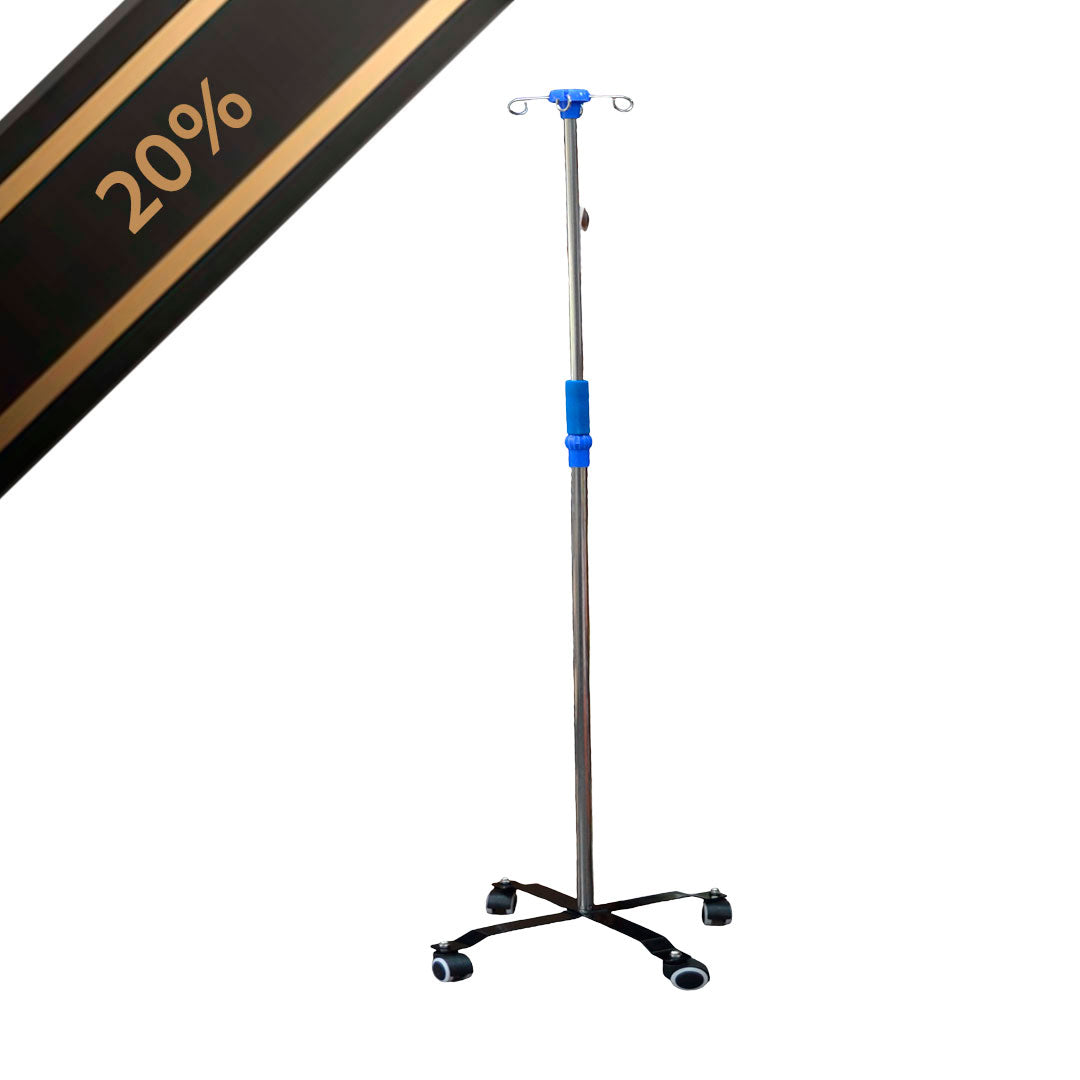 Porta Suero con Ruedas y 4 Ganchos