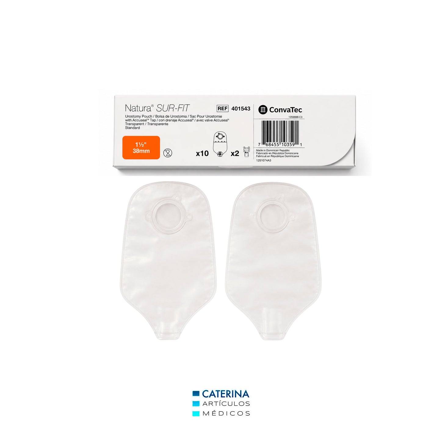 Bolsa Urostomía Dos Piezas transparente 38mm Natura REF 401543- Convatec