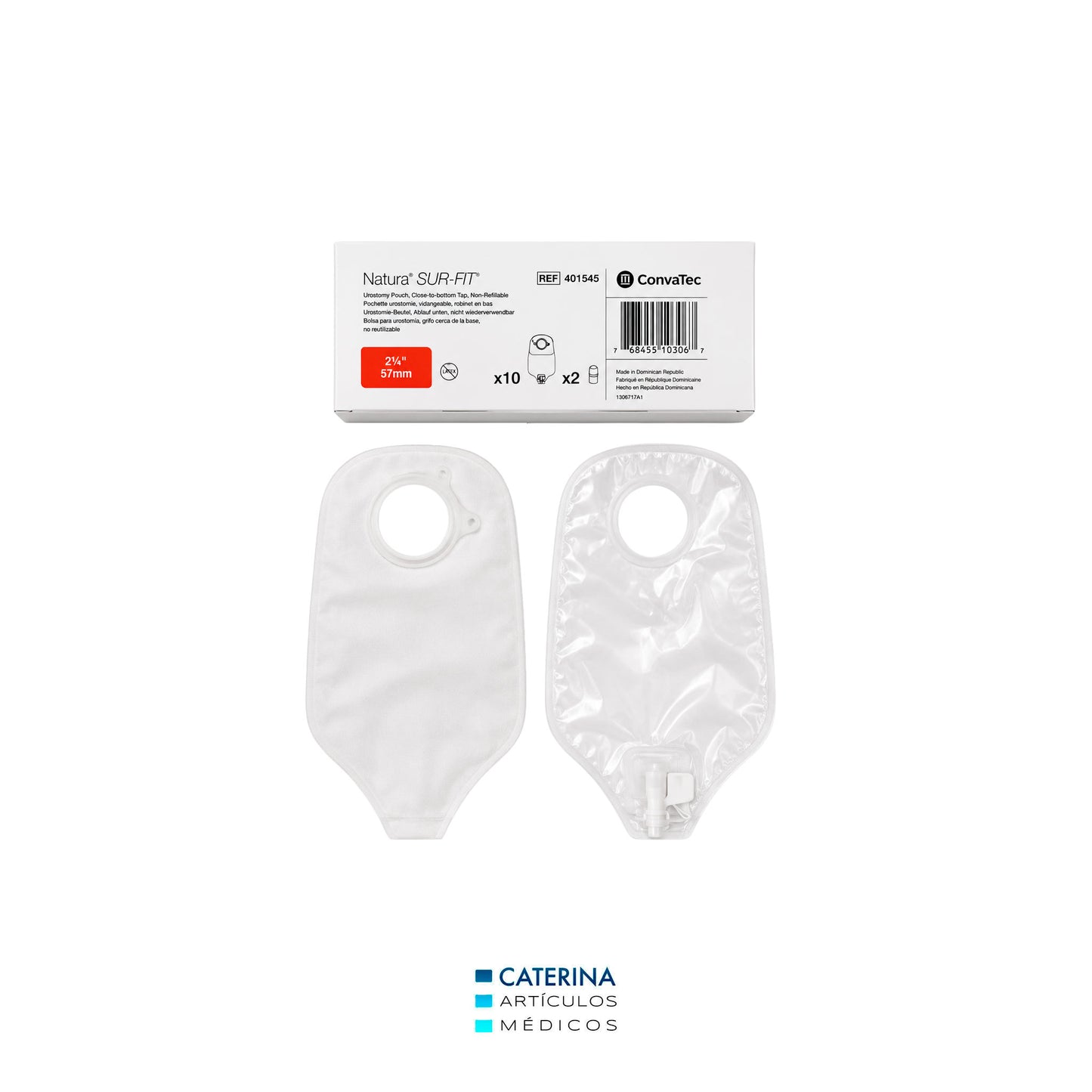 Bolsa Urostomía Dos Piezas transparente 57mm Natura REF 401545 - Convatec