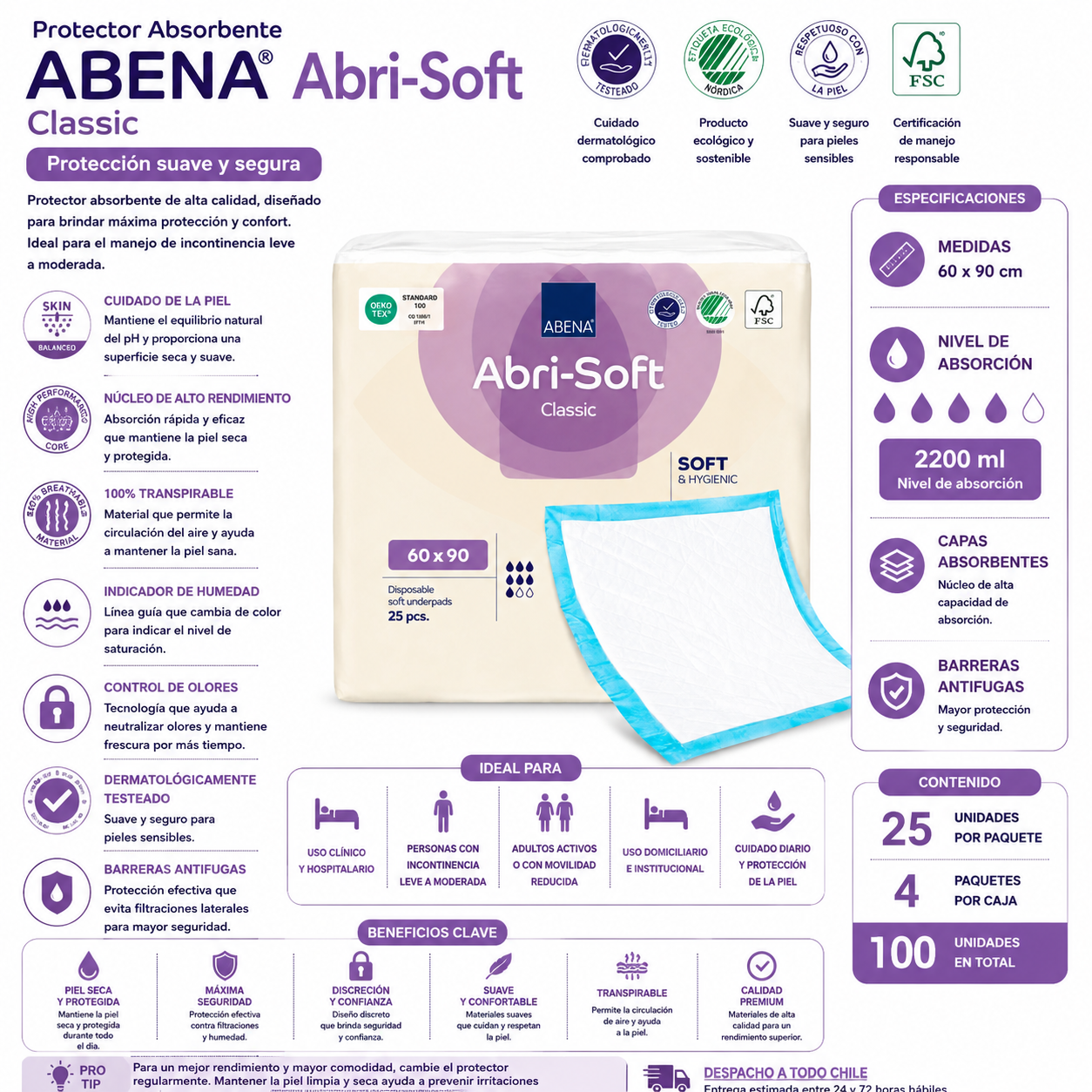 Sabanilla Desechable Abrisoft 60x90cm  - Abena