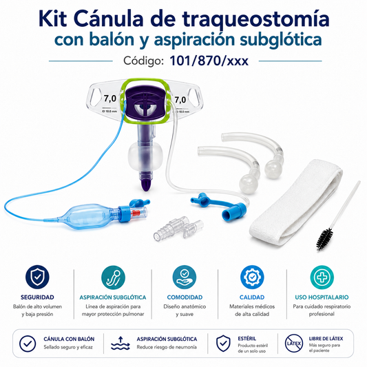 Kit de Cánula de Traqueostomía con Balón y Aspiración Subglótica 870 - Portex
