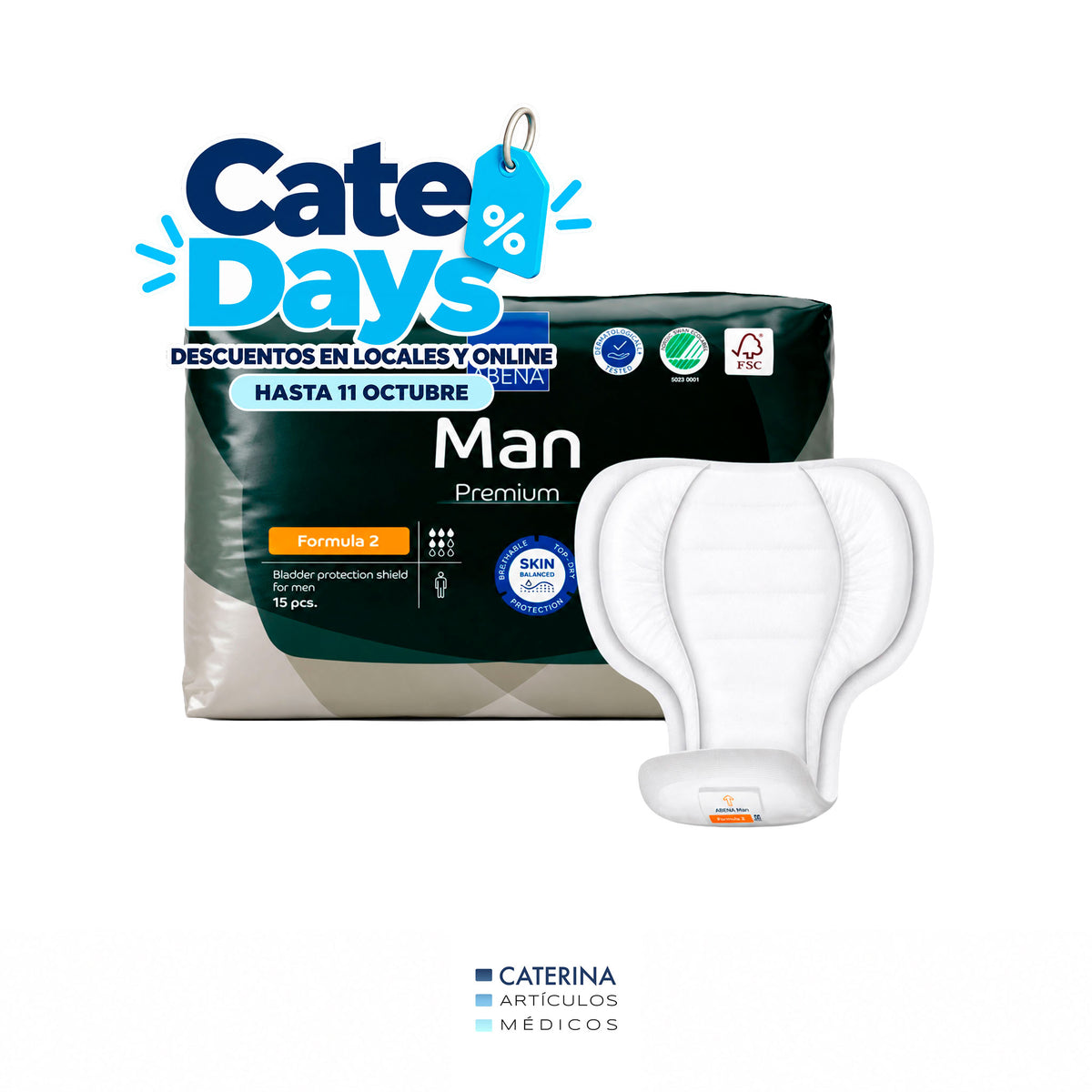 Apósito de incontinencia Masculino Man - 29x23cm Abena 700 ml - CATE DAYS