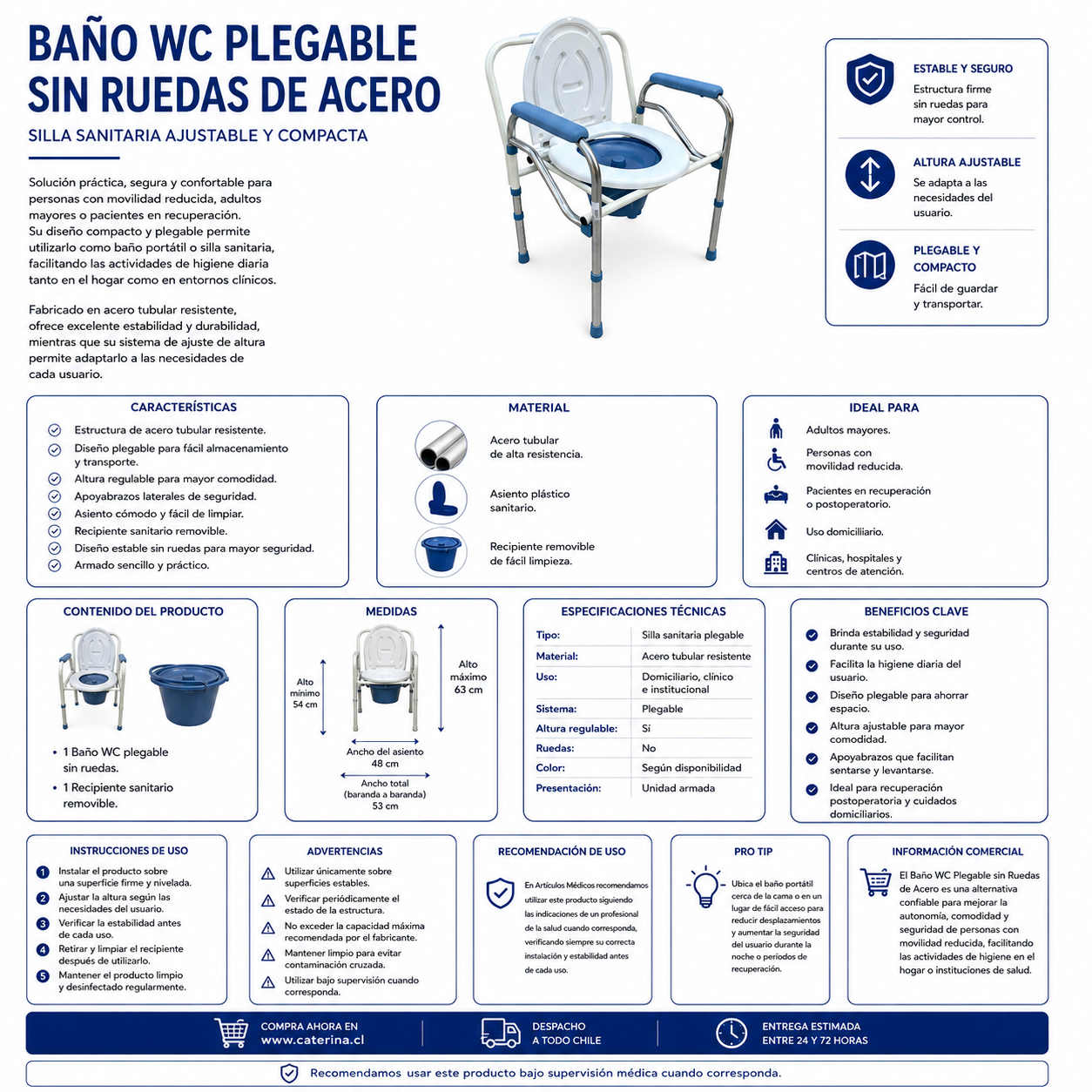 Baño WC Plegable sin Ruedas