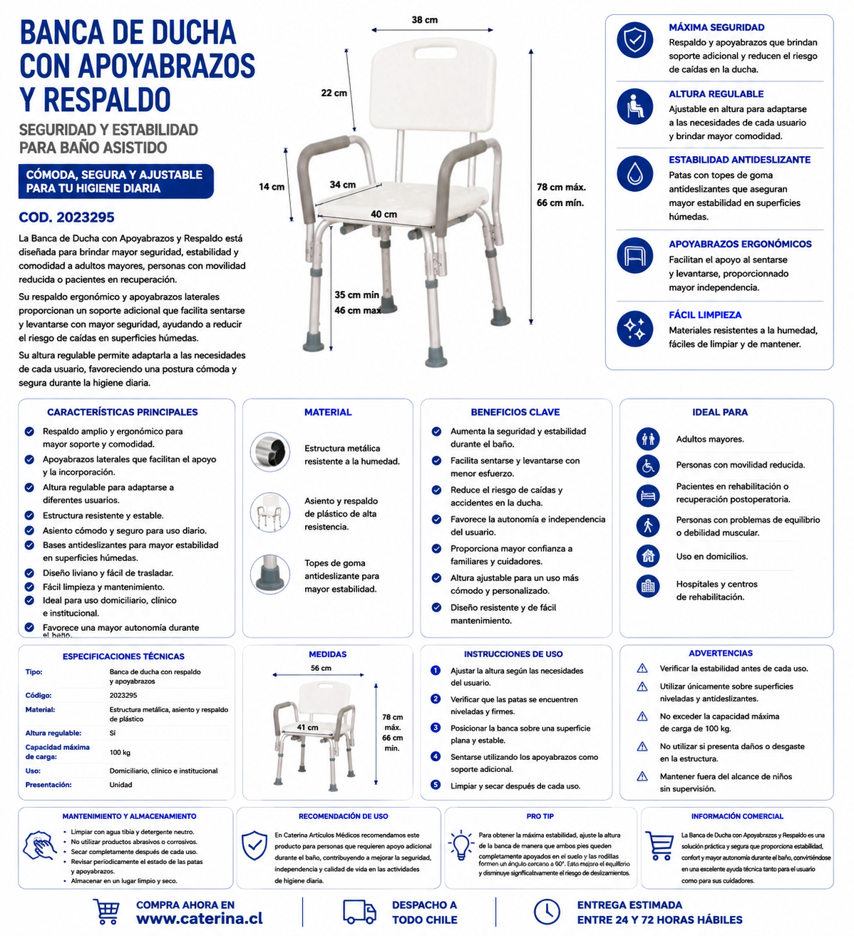 Banca Ducha con Apoya Brazos