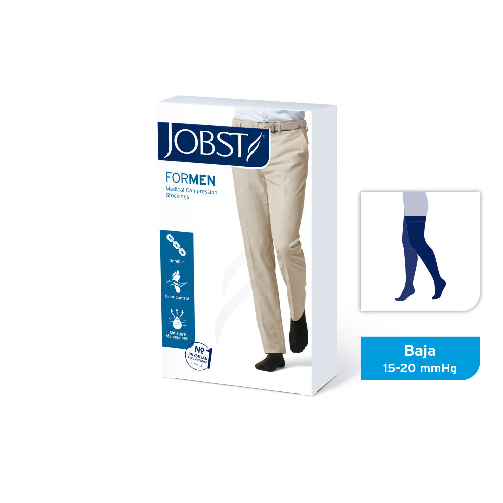 Calcetín Compresivo Muslo JOBST FOR MEN compresion baja 15 - 20 mmHg  color negro