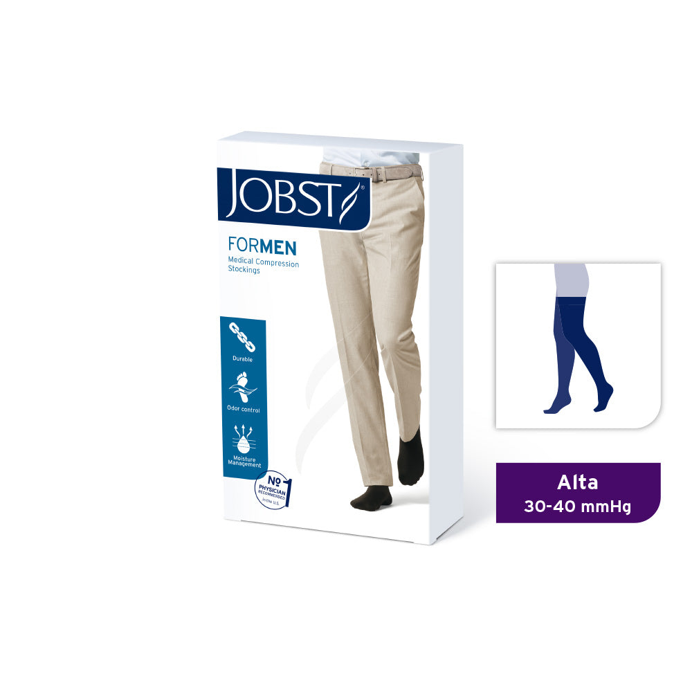 Calcetín Compresivo Muslo JOBST FOR MEN compresión alta 30 - 40 mmHg  color negro