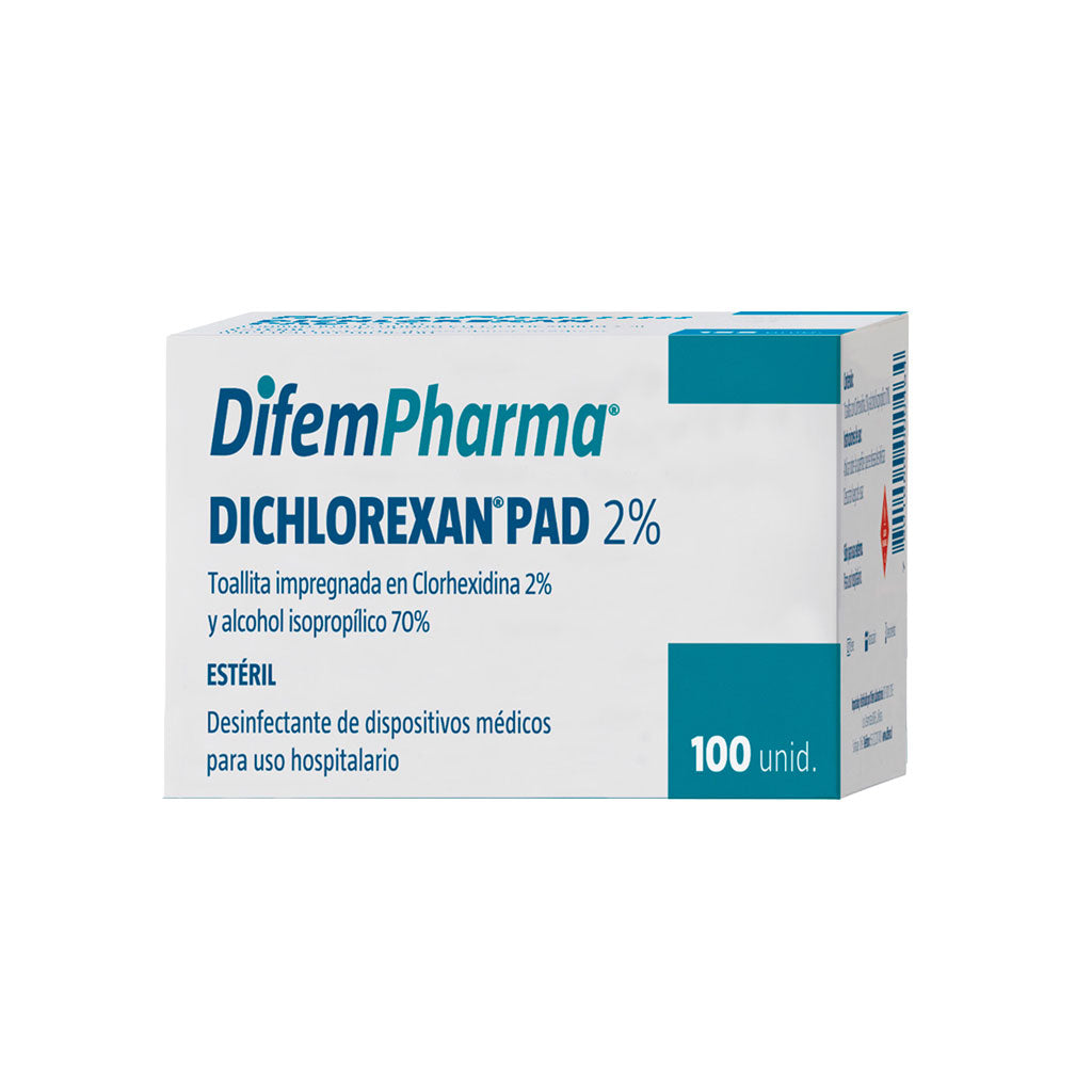 Toallitas Diclorhexan PAD 2% 100unds – DifemPharma