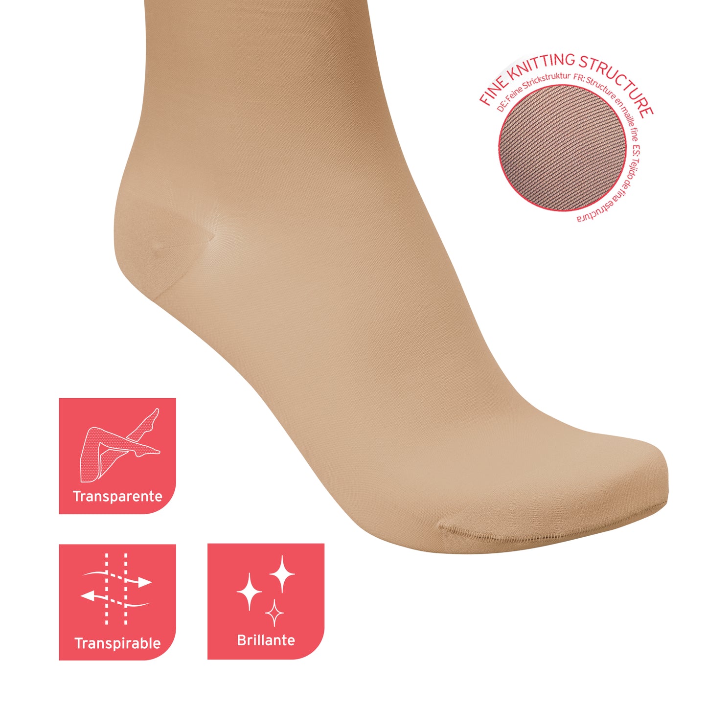 Medias hasta muslo mujer compresion baja 15-20 mmHg  color honey