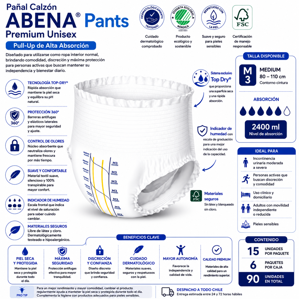 Calzón Pañal Pants Premium talla M - Abena