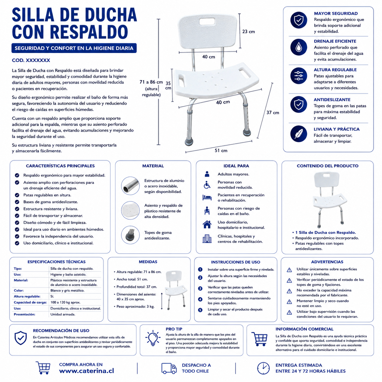 Silla Ducha con Respaldo