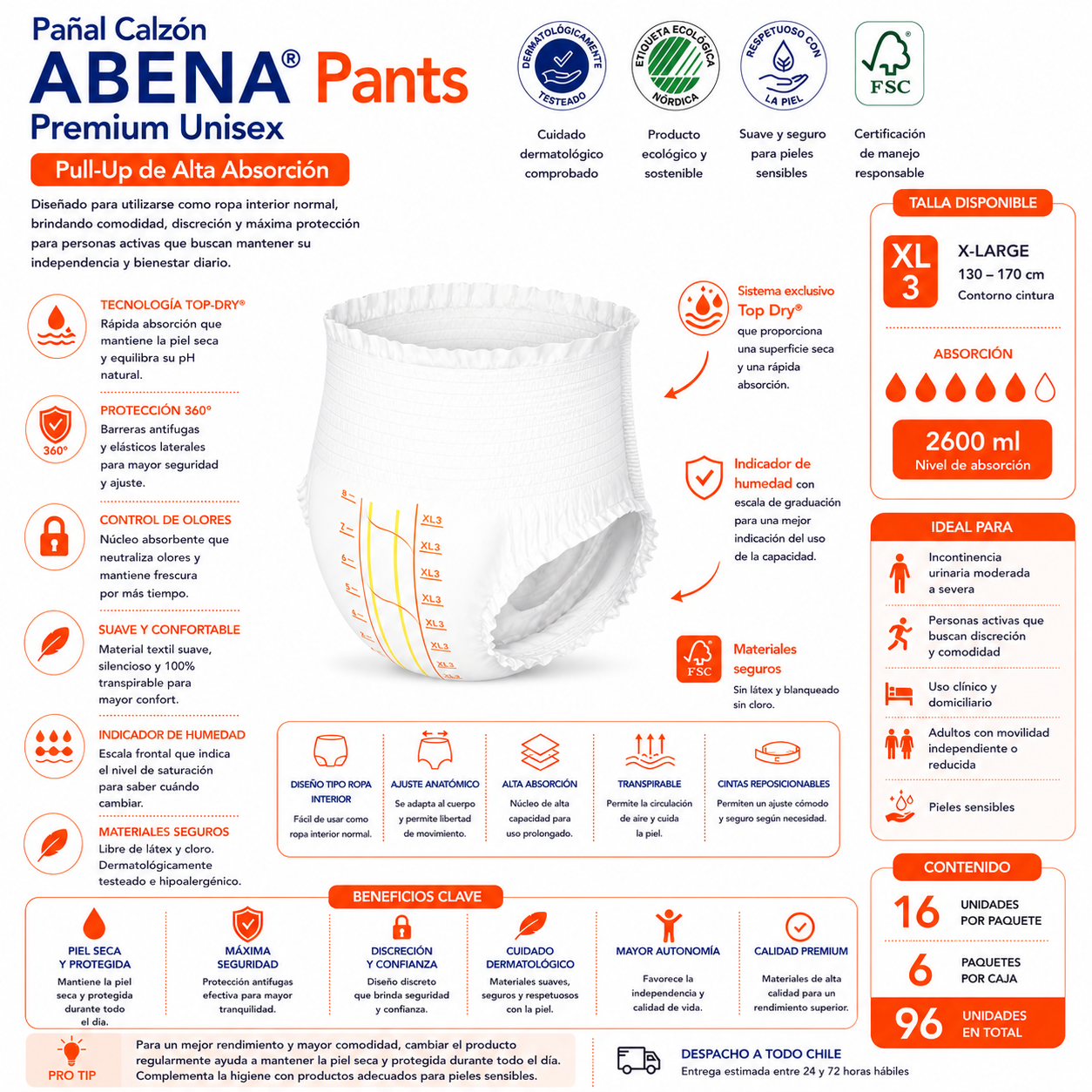 Calzón Pañal Unisex Pants Premium Talla XL - Abena