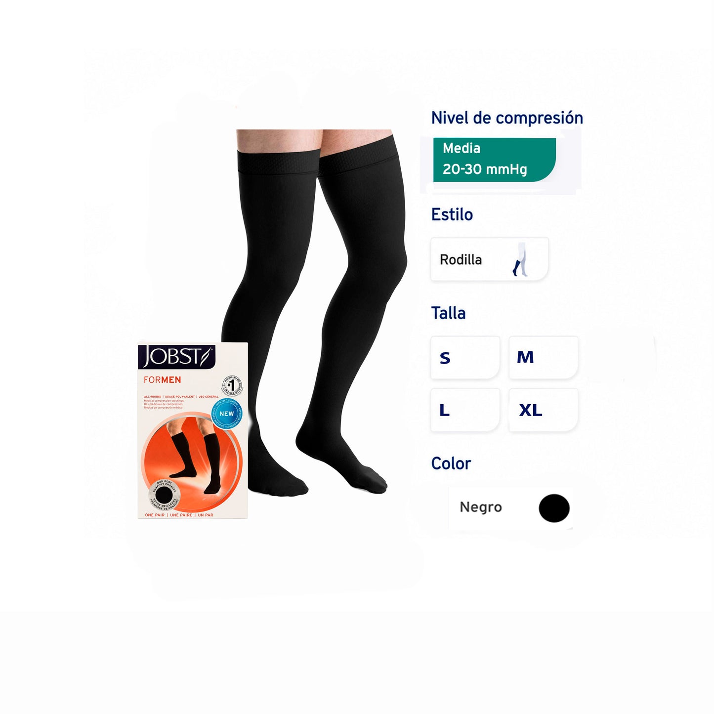 Medias muslo de Compresión - hombre - 20/30  mmHg – JOBST