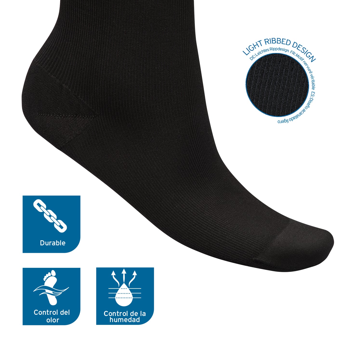 Calcetín Compresivo Muslo JOBST FOR MEN compresion baja 15 - 20 mmHg  color negro